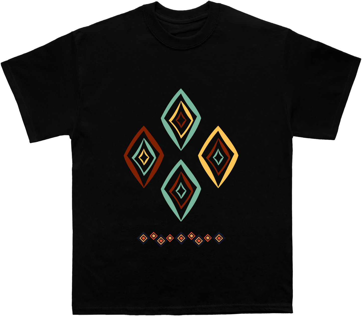 African Geometric Diamond Cascade T-Shirt