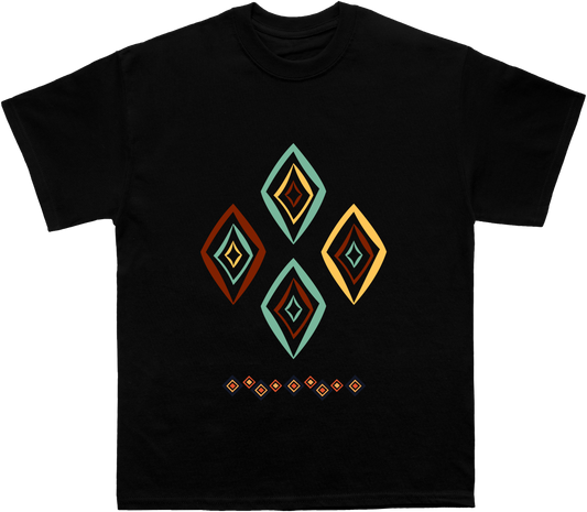 African Geometric Diamond Cascade T-Shirt