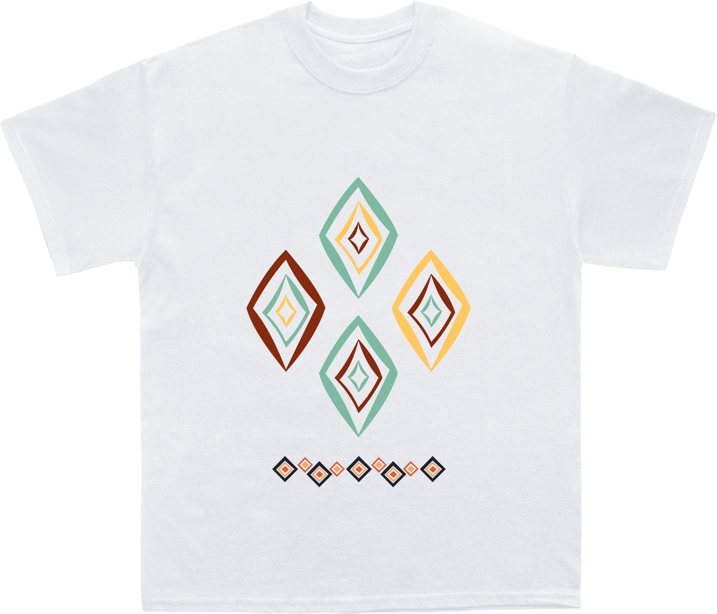 African Geometric Diamond Cascade T-Shirt