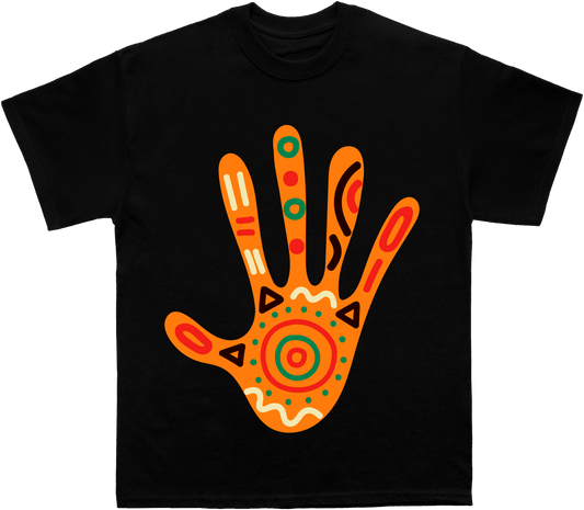 Vibrant Heritage: An African-Inspired Handprint T-shirt