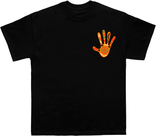 Vibrant Heritage: An African-Inspired Handprint pocket design T-shirt