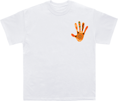 Vibrant Heritage: An African-Inspired Handprint pocket design T-shirt